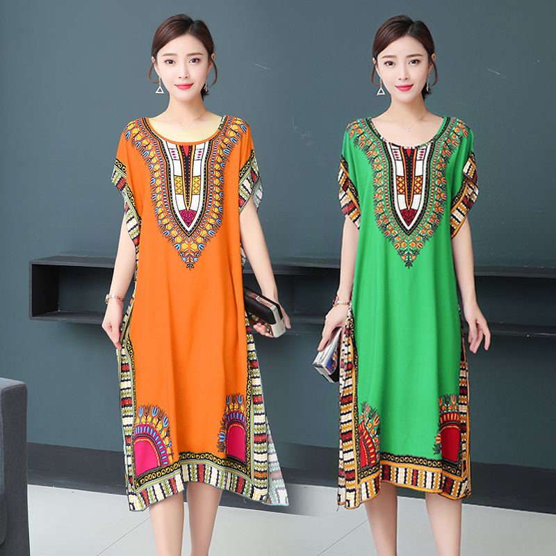 Bohemian Cotton Embroidered Dress, Super Fairy-Like, Ancient Ethnic Style, for Middle-Aged and Elderly Women, Plus Size, Suitable for Young People to Sleep in