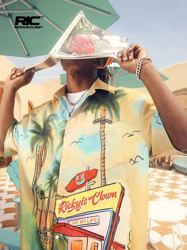 RickyisClown Летняя рубашка для отдыха, короткий рукав