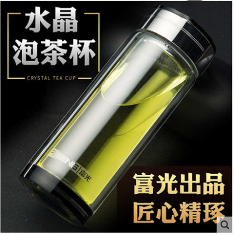 Rich Light Double Layer Crystal Glass Cup G1202-280 320 Male Lady Business Office Filter Thermal Insulation Cup Customize