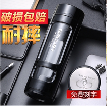 Single-layer glass water glass 400ml portable water glass idea with lid filter office cup men and women heatproof on-board customisation