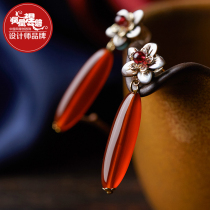 Phoenix Nirvana earrings female 2019 New Tide red stud earrings agate long suitable for round face thin temperament jewelry