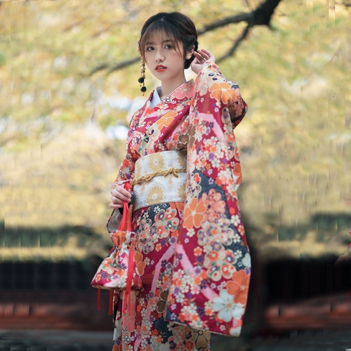Японское кимоно юката в стиле фурисодэ для девочек, традиционное улучшенное японское кимоно, платье высокого качества