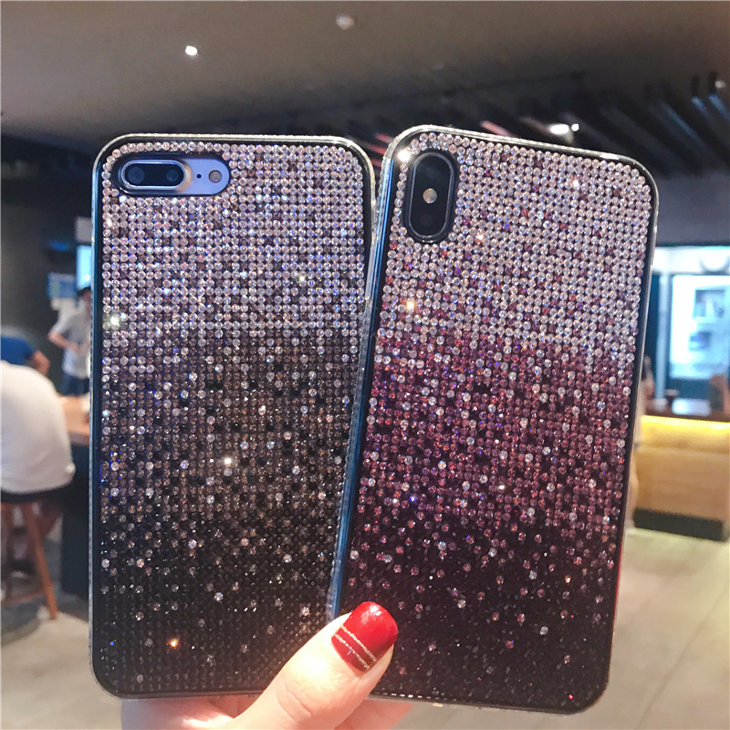 Apple 奢華 手工 水鑽殼 蘋果 iPhone XS Max 6.5吋 手機殼 滿鑽紅漸變 滿鑽黑漸變 保護殼 軟殼