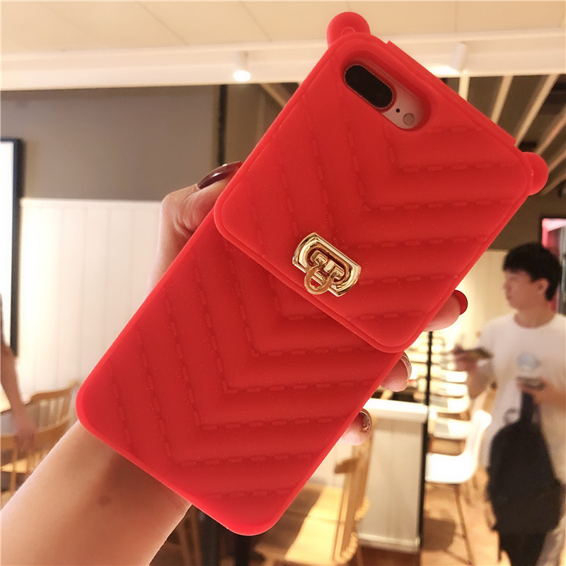 造型 側背手機殼 可愛 蘋果 iPhone 7 4.7吋/plus 5.5吋 掛繩 帶扣 可裝零錢 卡片 防摔矽膠 軟殼