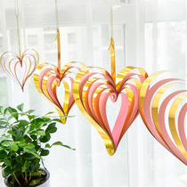 Activity ceiling pull flower opening love pendant heart-shaped hanging decoration mall decoration kindergarten classroom pendant