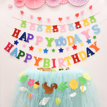 Korean version of non-woven woven bunting bunting baby 100-day banquet decoration for childrens birthday party letter flag
