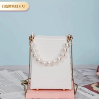 Белая большая цепь из жемчуга, крокодиловый принт