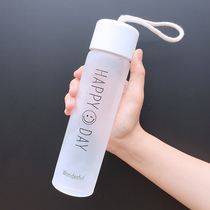 Smiley glass portable frosted cup Female student creative trend water bottle fresh and simple Korean version of the cup