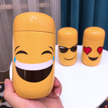 Creative mini small cartoon cute expression pack Thermos cup Male and female students portable two yuan handy water cup