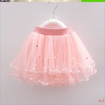 Girl Folds Half Body Dress Double-deck Short Dress Spring Autumn Half Dress Net Black Yarn Princess Veil Fairy 100 Pleats Little Girl