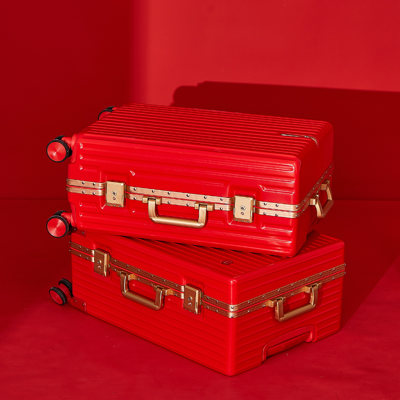 Exit Japan Red Wedding Suitcase Dowry Press Case Bridal Suitcase Bridal Box Escort Box Leather Case Girl Wedding Celebration Box