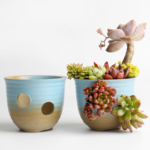 Creative multi-caliber simple personality small cute breathable coarse succulents flower pot ceramic wholesale special clearance