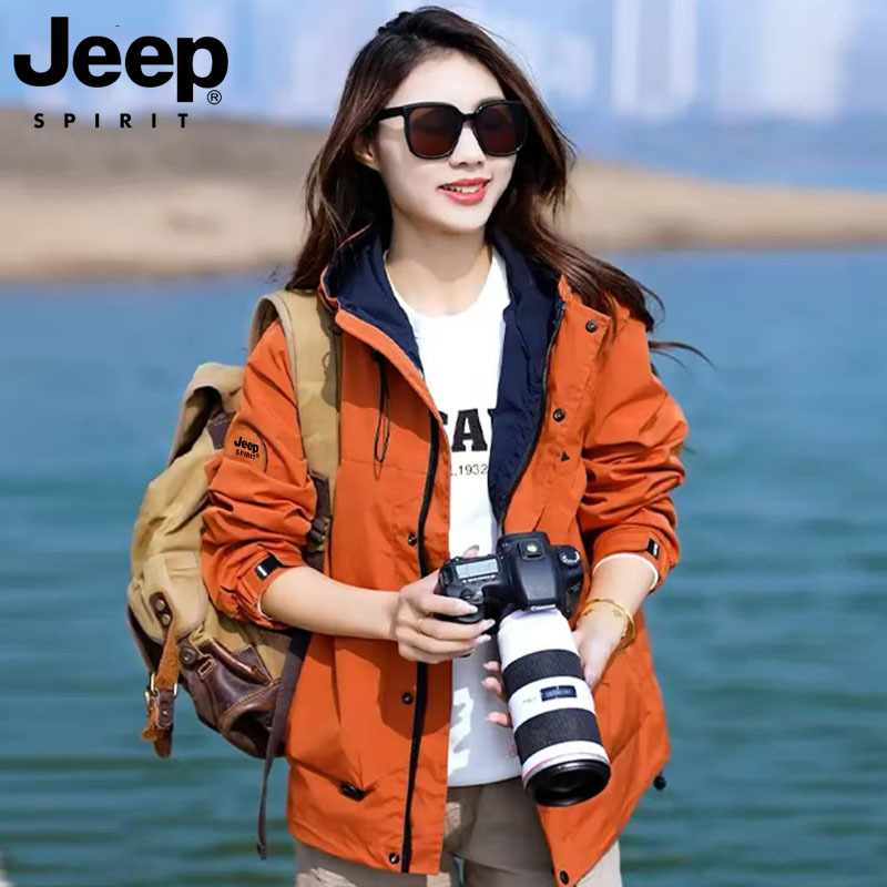 Jeep Jeep Soft Shell Jacket Women's 2026 New Autumn Couple Outdoor Windproof Hooded Casual Jacket