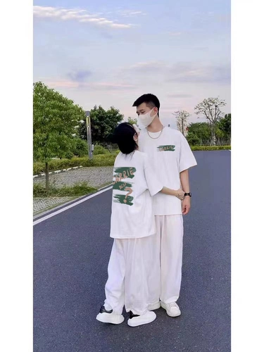 Очень большая хлопковая парная одежда для влюбленных, весенняя летняя ретро футболка, большой размер, оверсайз, короткий рукав