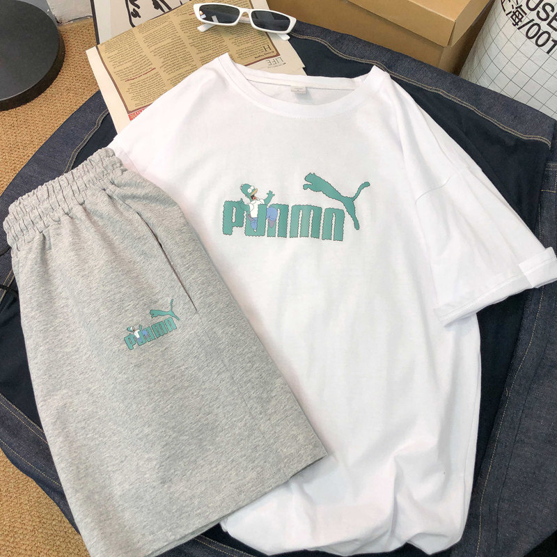 Large size 240 catty FASHION SPORTS SUIT WOMEN SUMMER THIN LOOSE CASUAL SHORT SLEEVE SHORTS TWO PIECES 300 CATTY