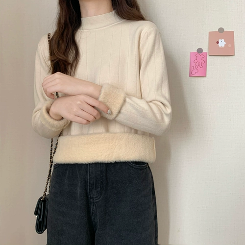 Очень большой приятный телу зимний лонгслив, большой размер, в корейском стиле, в западном стиле, по фигуре, увеличенная толщина