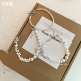 Брендовый небольшой дизайнерский браслет, ретро аксессуар ручной работы из жемчуга, тренд сезона, французский ретро стиль