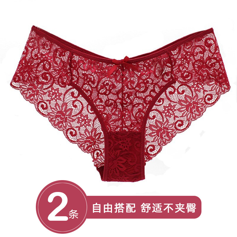 2022 New Ladies Low Waist Panties Europe and America Narrow Crotch Lace Sexy Hot Hollow Breathable Summer Couple Underwear
