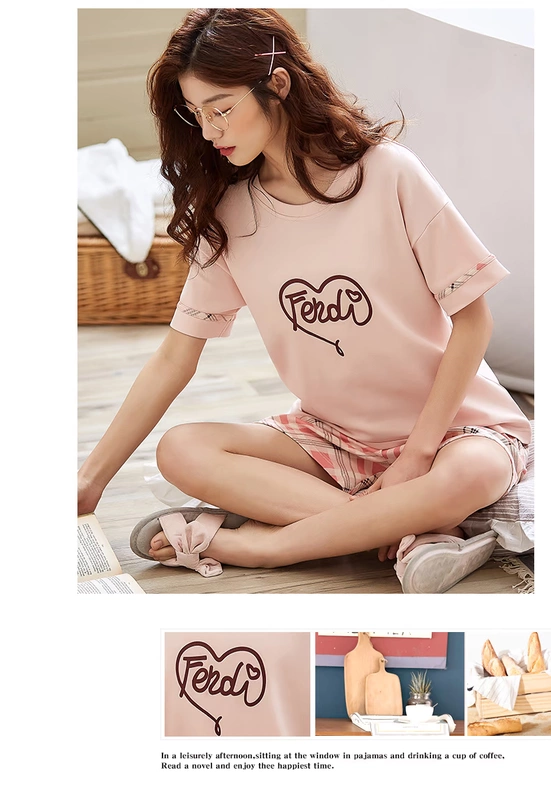 Bộ đồ ngủ mùa hè mỏng dành cho nữ bằng vải cotton hai mảnh dành cho phụ nữ trung niên - Bộ Pajama thời trang nữ