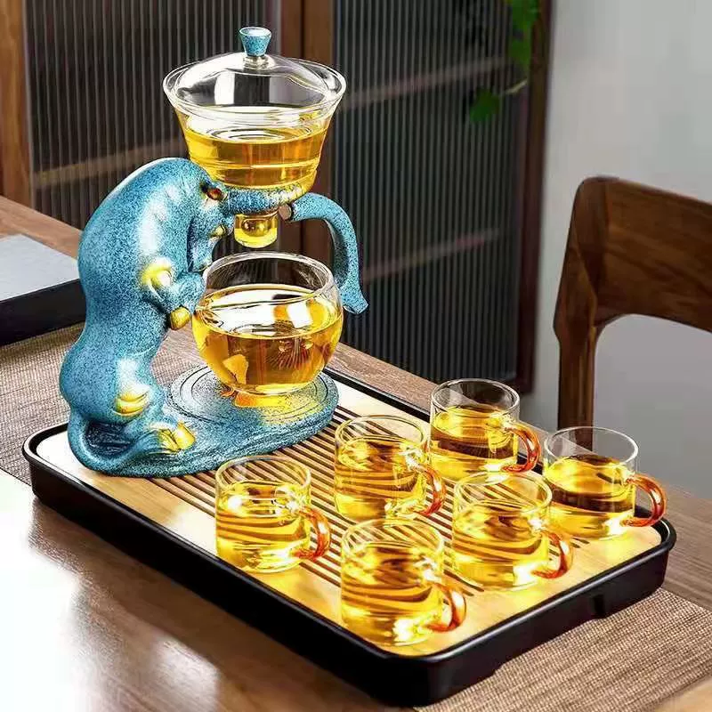 ấm samovar Bộ ấm trà thủy tinh chịu nhiệt độ cao, bộ trà hoàn toàn tự động, ấm trà cảm ứng từ gia đình lười, hiện vật pha trà bộ ấm chén pha trà thủy tinh ấm đất tử sa