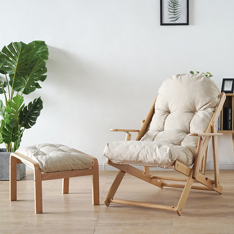 Solid Wood Folding Chair for the Elderly, Pregnant Women, Nap Chair, Leisure Sofa, Balcony Recliner, Sunbathing Chair, Lazy Chair