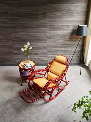 Rattan rocking chair Recliner Rocking chair Adult nap chair Elderly recliner Balcony lunch break rocking chair Natural real rattan chair