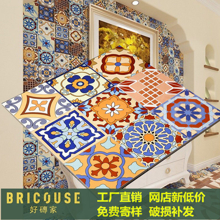 Nordic tile retro art tile flower piece American antique tile kitchen powder room balcony waistline small flower tile
