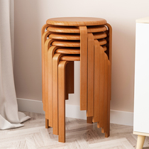 Dining table chair Household dining chair stackable simple modern solid wood backrest stool Desk dining stool Net red round stool