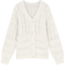 Goblin pocket lazy white sweater sweater sweater in early spring 2024 new milk fufu loose coat