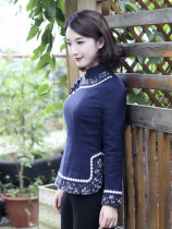 Tang dress womens winter dress thickened Chinese style Cheongsam small quilted jacket cotton Chinese top young retro ethnic style womens clothing