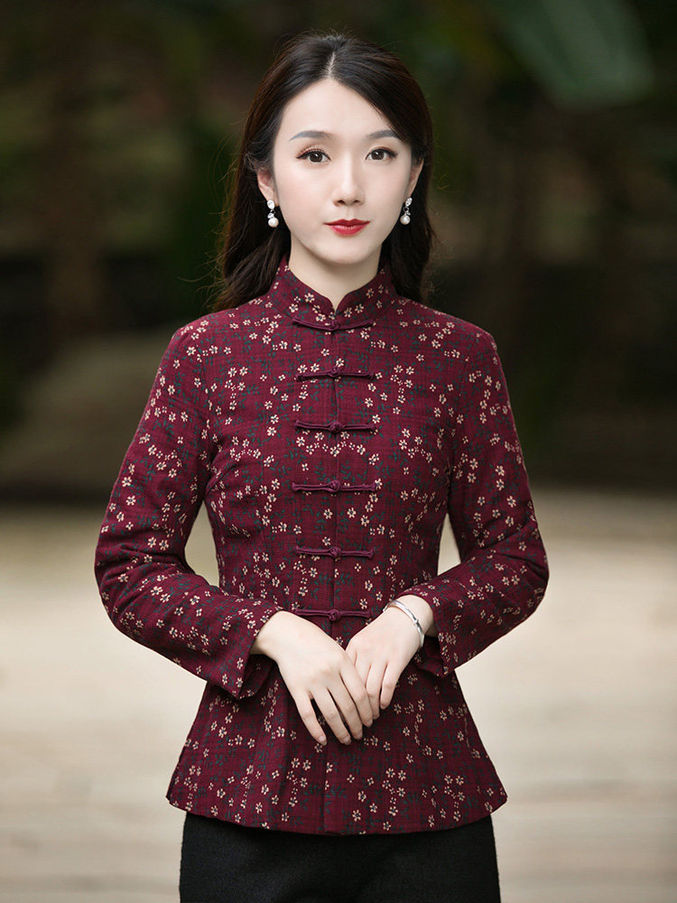 Junya Tang Dress Woman China Wind Winter Cotton Padded Jacket Improved Qipao Blouse Blouses Long Sleeve Disc Buckle High-end Cotton Clothes Chinese Women's Clothing