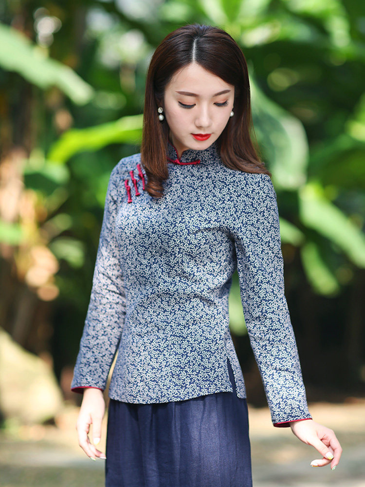 Junya Tang Costume Women China Wind Improvement Qipao Blouse Blouse Han Suit Partial Flap Buckle Broken Flowers Retro National Wind Women Dress