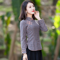 Junya cheongsam-style top cotton and linen womens clothing Retro original young style plate buckle Chinese Tang dress Chinese style womens clothing