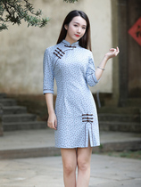 Yun Ya cheongsam improved version dress French retro young traditional cotton womens style vintage womens Republic of China