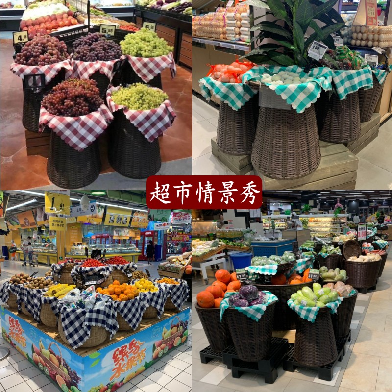 Supermarket headcloth display table pad black and white plate square towel square towel fruit basket cotton lace