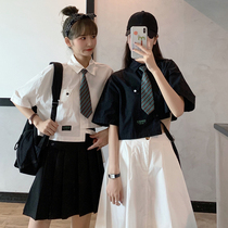 Irregular short sleeve shirt design sense niche loose short shirt Women summer vintage thin white top tide