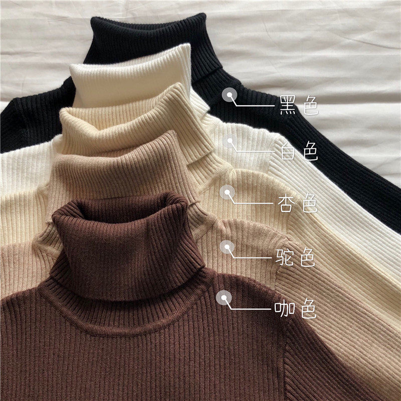 Black sweater with high collar bottoming shirt women autumn and winter 2022 autumn new long sleeve sweater slim jacket
