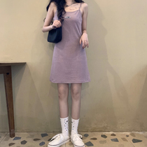 Sexy suspenders dress women 2020 new summer Korean skirt slim slim temperament sleeveless purple skirt