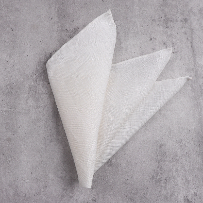 High-End Linen White Suit Pocket Square, Hand-Rolled Edge Chest Square, Handkerchief, Men's Formal Wear Versatile Small Square Scarf
