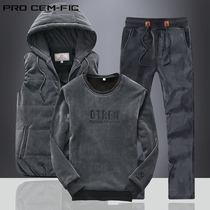 Gushed necropolis male casual Three suits a set with handsome gas autumn and winter thickened gold velvet sportswear jacket