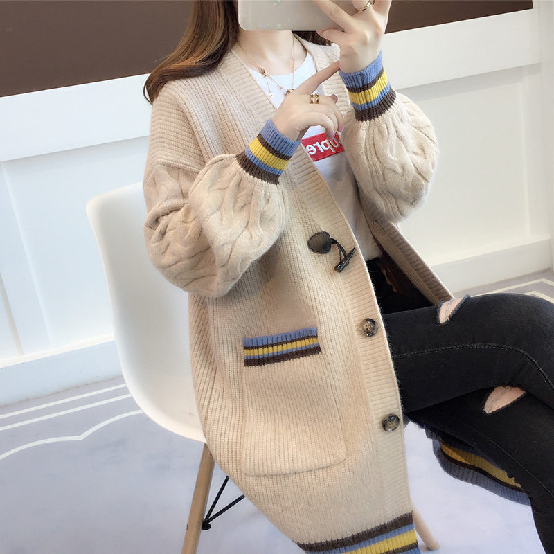 Knitwear cardio-hoodie woman 2022 new loose Korean version outside wearing spring and autumn 100 hitch thickened casual sweater jacket woman