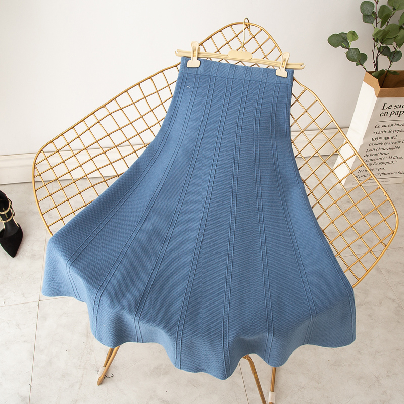 Large size dress High waist knit Thickened Long Skirt Half Body Skirt Woman 200 catty sister Thin 100 Hitch A Character Skirt Umbrella Skirt
