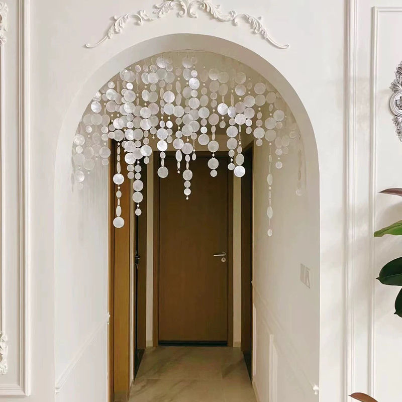 French-Style Shell Door Curtain Partition Curtain Bedroom Bathroom Wind Chime Wedding Decoration Bead Curtain Finished Product Trendy Entryway