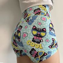 New sports shorts cartoon print cute hot pants high elasticity naked sense sports training fitness yoga running outer wear