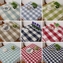 Plaid tablecloth small square mesh cotton linen fabric dining tablecloth rectangular seat cloth pastoral style modern simplicity