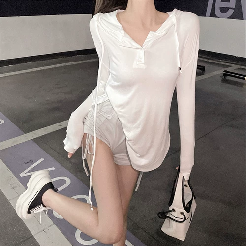 Летняя сексуальная белая футболка с капюшоном, защита от солнца