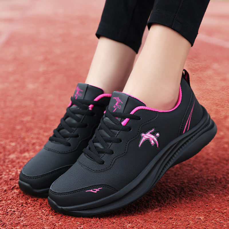 Authentic Qiao Zhou Women's Shoes 2026 Summer New Leather Waterproof Sports Shoes Versatile Casual Shoes Soft-Soled Running Shoes for Women