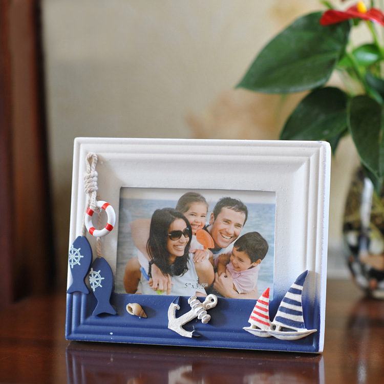 Mediterranean Style Photo Frame Swing Table Creativity Children Bedroom Desktop Solid Wood 5 Inch 6 Inch Cute Eurostyle Decorative Swing