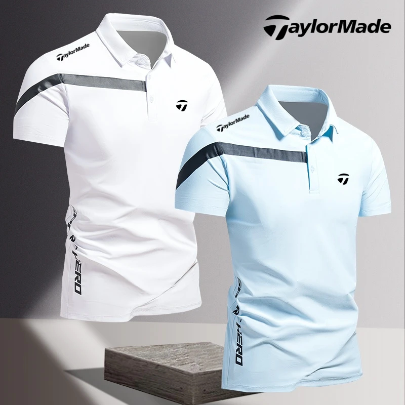 Golf Men's Short-Sleeved T-Shirt Summer Thin Breathable Ice Silk Sports Polo Shirt with Lapel and Half Sleeves