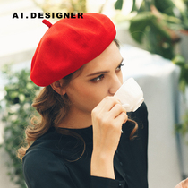 AI early autumn retro van beret fashionable to fly up breathable knitted hat painter hat painter hat Korean version of pumpkin hat